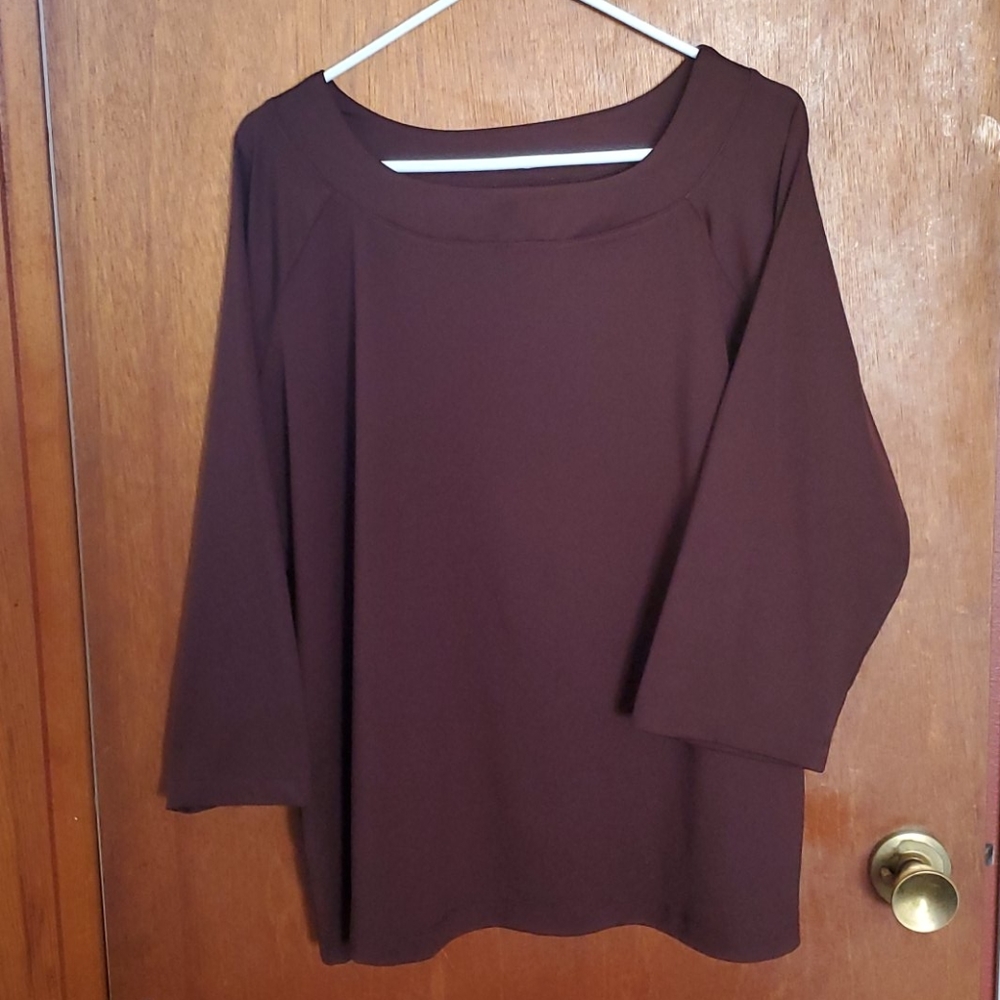 Susan graver 3/4 sleeve shirt brown perfect weight
